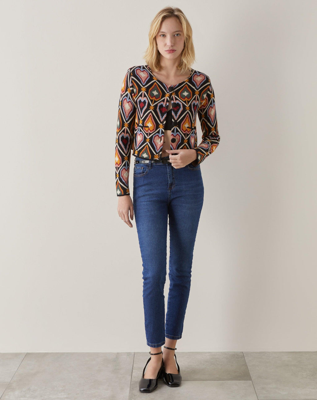 Jaqueta Cropped Tricot Jacquard  - Anturio Wallpaper