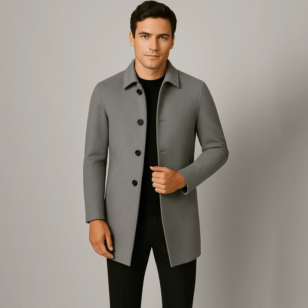Sobretudo Masculino Curto De Lã Denmark